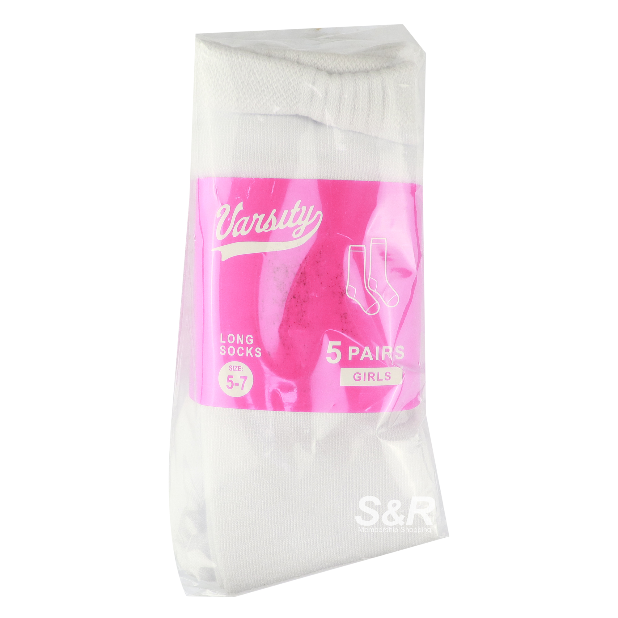 Varsity Girls Long Socks Size 5-7 5 pairs